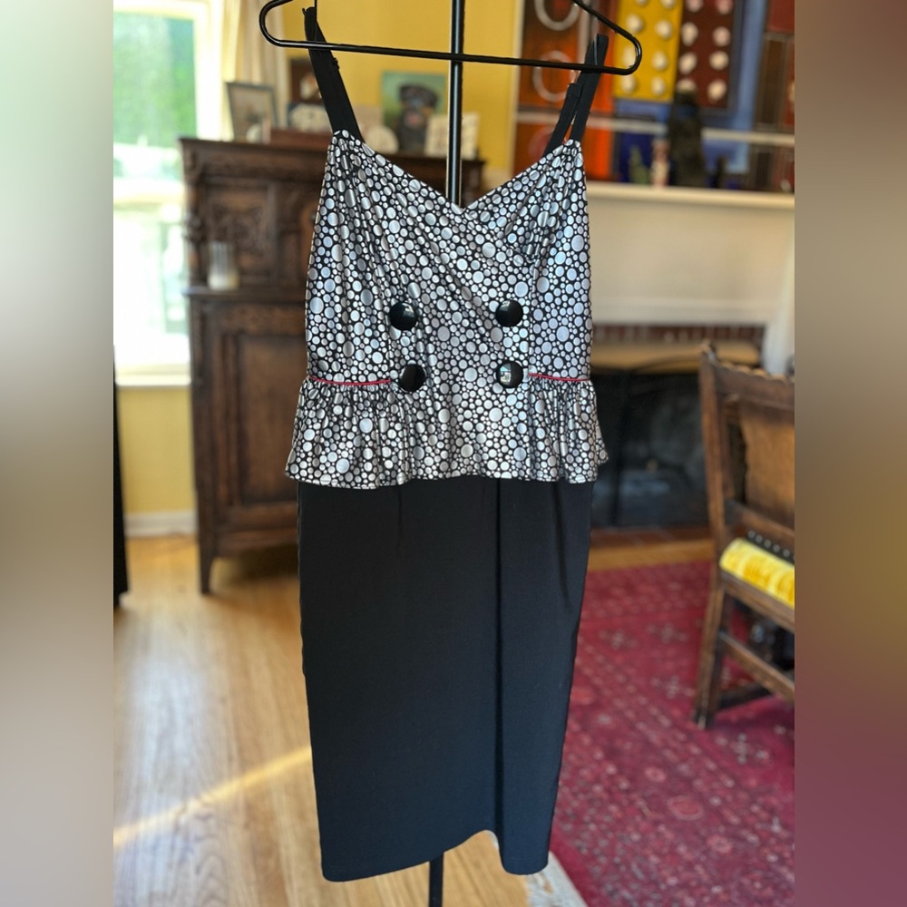 Tatyana Black and Gray Patterned Dress
